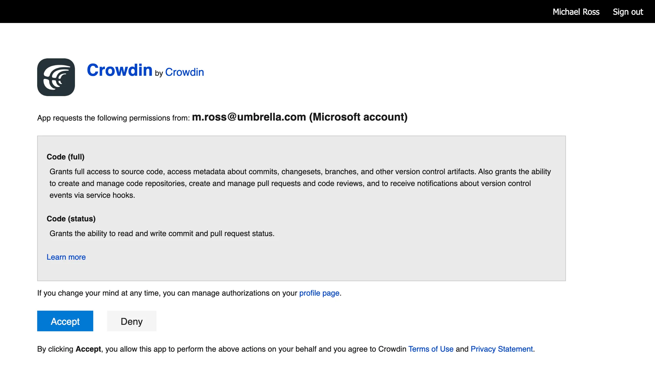 Azure Repos 集成授权